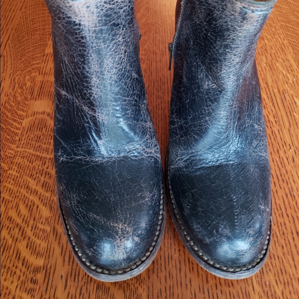BED STU heeled distressed black booties